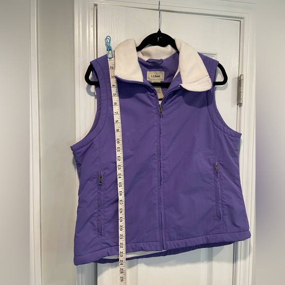 L.L. Bean Size M Purple White Full Zip Fleece Lined Soft Shell Vest Zip Pkckets - Picture 5 of 10